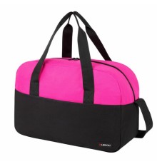 Сумка спортивная HEIKKI BASE (ХЕЙКИ), карман на молнии, черная/фуксия, 30x44x17 см, 272621