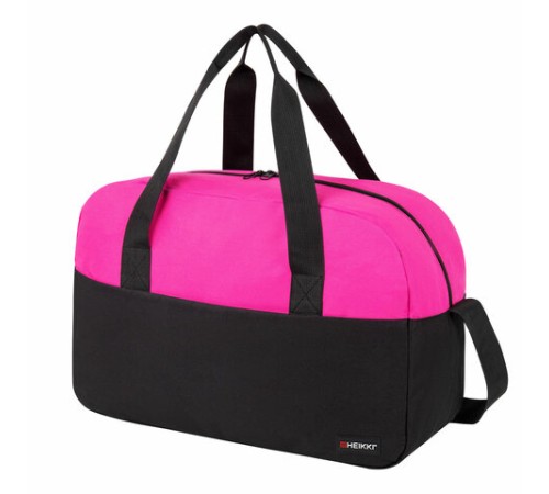 Сумка спортивная HEIKKI BASE (ХЕЙКИ), карман на молнии, черная/фуксия, 30x44x17 см, 272621