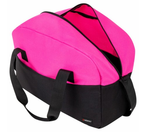 Сумка спортивная HEIKKI BASE (ХЕЙКИ), карман на молнии, черная/фуксия, 30x44x17 см, 272621