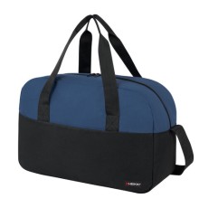 Сумка спортивная HEIKKI BASE (ХЕЙКИ), карман на молнии, черная/темно-синяя, 30x44x17 см, 272622