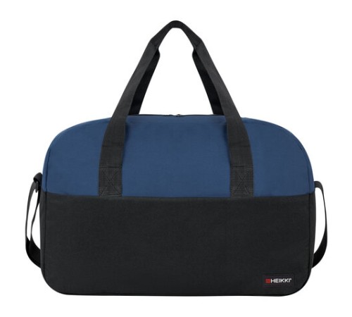 Сумка спортивная HEIKKI BASE (ХЕЙКИ), карман на молнии, черная/темно-синяя, 30x44x17 см, 272622