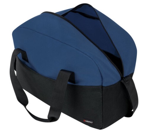 Сумка спортивная HEIKKI BASE (ХЕЙКИ), карман на молнии, черная/темно-синяя, 30x44x17 см, 272622