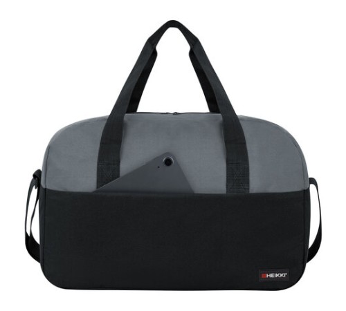 Сумка спортивная HEIKKI BASE (ХЕЙКИ), карман на молнии, черная/темно-серая, 30x44x17 см, 272623