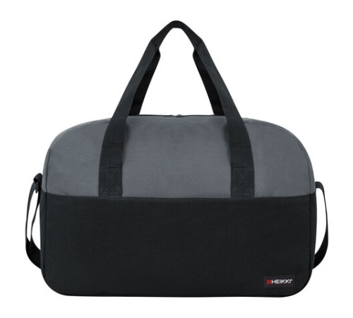Сумка спортивная HEIKKI BASE (ХЕЙКИ), карман на молнии, черная/темно-серая, 30x44x17 см, 272623