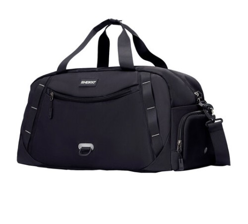 Сумка спортивная HEIKKI MOVE PLUS (ХЕЙКИ) с отделением для обуви, черная с серыми вставками, 26х51х27 см, 272627