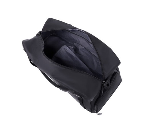 Сумка спортивная HEIKKI MOVE PLUS (ХЕЙКИ) с отделением для обуви, черная с серыми вставками, 26х51х27 см, 272627