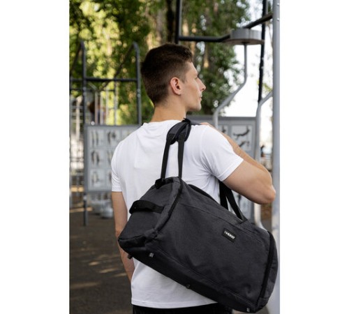 Сумка спортивная HEIKKI TRAVEL (ХЕЙКИ) с отделением для обуви, 7 карманов, темно-серая, 23х48х25 см, 272628