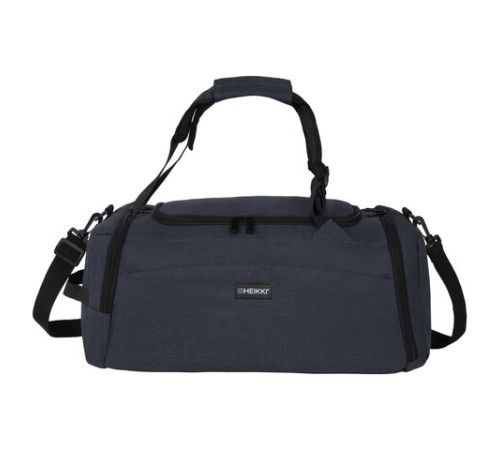 Сумка спортивная HEIKKI TRAVEL (ХЕЙКИ) с отделением для обуви, 7 карманов, темно-серая, 23х48х25 см, 272628