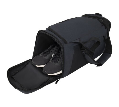 Сумка спортивная HEIKKI TRAVEL (ХЕЙКИ) с отделением для обуви, 7 карманов, темно-серая, 23х48х25 см, 272628