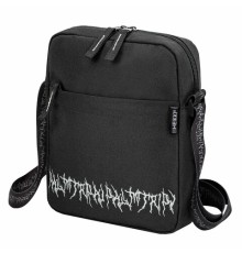 Сумка на плечо HEIKKI COMPACT (ХЕЙКИ) с карманом, черная с принтом, 23х17х5 см, 272629