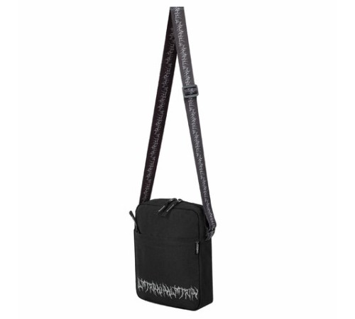 Сумка на плечо HEIKKI COMPACT (ХЕЙКИ) с карманом, черная с принтом, 23х17х5 см, 272629