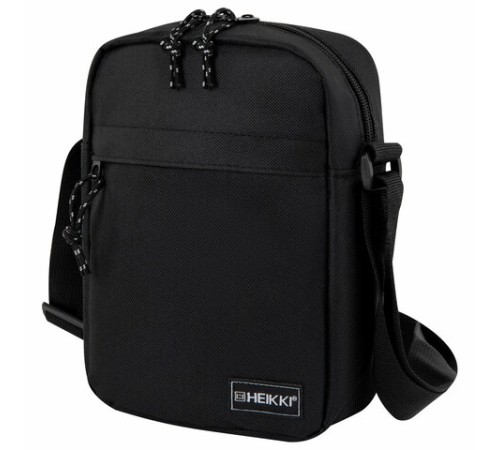 Сумка на плечо HEIKKI COMPACT (ХЕЙКИ), два кармана, черная, 22х17х6 см, 272630