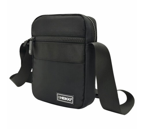 Сумка на плечо HEIKKI COMPACT (ХЕЙКИ) с карманом, черная, 20х16х5 см, 272632