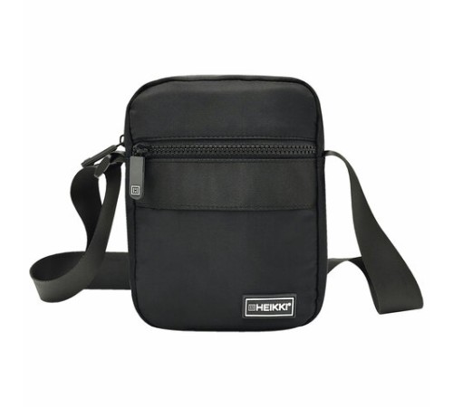 Сумка на плечо HEIKKI COMPACT (ХЕЙКИ) с карманом, черная, 20х16х5 см, 272632