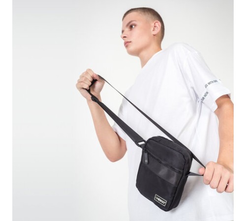 Сумка на плечо HEIKKI COMPACT (ХЕЙКИ) с карманом, черная, 20х16х5 см, 272632