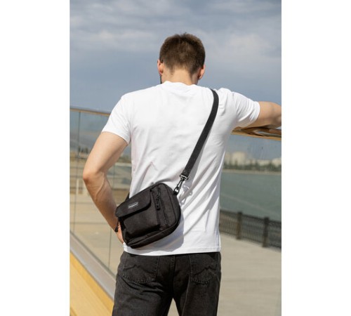 Сумка на плечо HEIKKI ATOM (ХЕЙКИ) два кармана, черная, 17х22х6 см, 272633