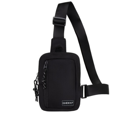 Сумка на плечо HEIKKI BLASTER (ХЕЙКИ) с карманом, черная, 20х14х5 см, 272634
