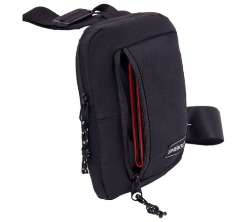 Сумка на плечо HEIKKI BLASTER (ХЕЙКИ) с карманом, черная, 20х14х5 см, 272634