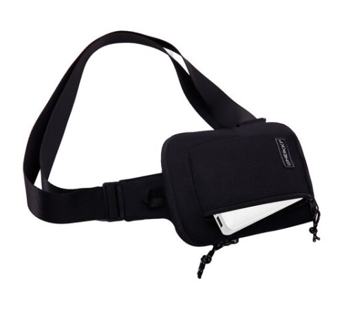 Сумка на плечо HEIKKI BLASTER (ХЕЙКИ) с карманом, черная, 20х14х5 см, 272634