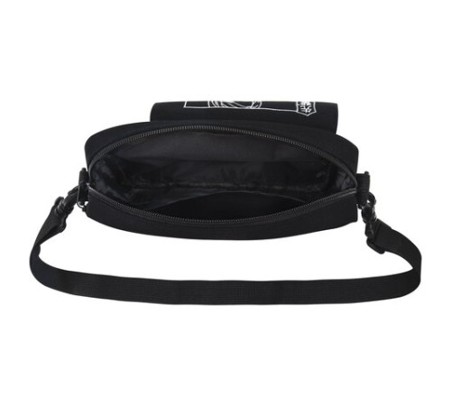 Сумка на плечо HEIKKI SELFIE (ХЕЙКИ) два кармана, черная/белая с принтом, 17х22х6 см, 272635