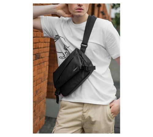 Сумка на плечо большая HEIKKI STREAM (ХЕЙКИ), карман-антивор, А5, черная, 22х31х8 см, 272640