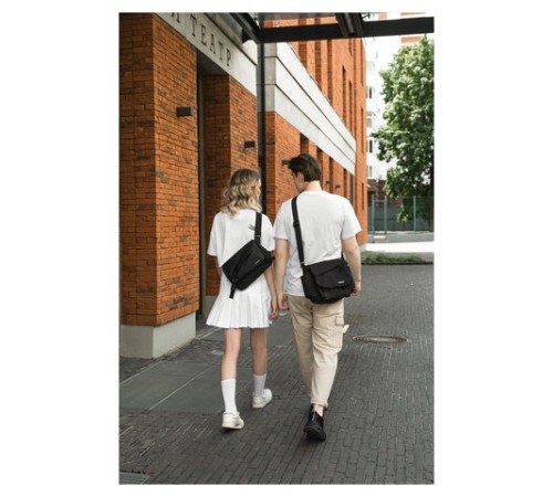 Сумка на плечо большая HEIKKI STREAM (ХЕЙКИ), карман-антивор, А5, черная, 22х31х8 см, 272640