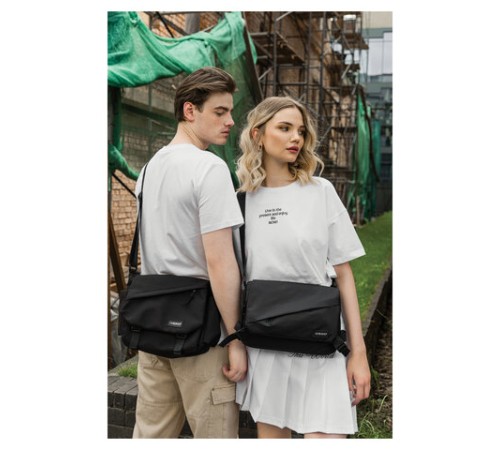 Сумка на плечо большая HEIKKI STREAM (ХЕЙКИ), карман-антивор, А5, черная, 22х31х8 см, 272640