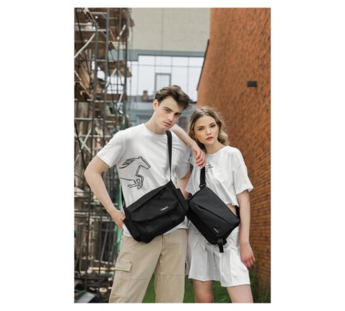 Сумка на плечо большая HEIKKI STREAM (ХЕЙКИ), карман-антивор, А5, черная, 22х31х8 см, 272640