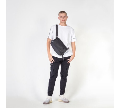 Сумка на плечо большая HEIKKI STREAM (ХЕЙКИ), карман-антивор, А5, черная, 22х31х8 см, 272640