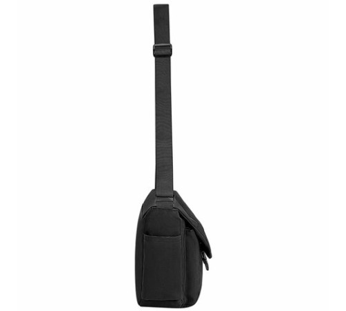 Сумка на плечо большая HEIKKI STREAM (ХЕЙКИ) два отделения, боковые карманы, А4, черная, 26х32х11 см, 272641