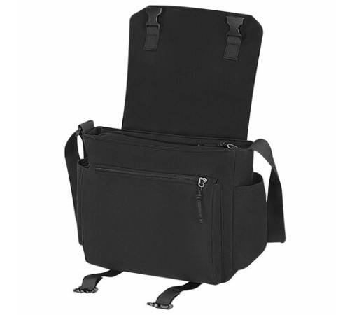 Сумка на плечо большая HEIKKI STREAM (ХЕЙКИ) два отделения, боковые карманы, А4, черная, 26х32х11 см, 272641