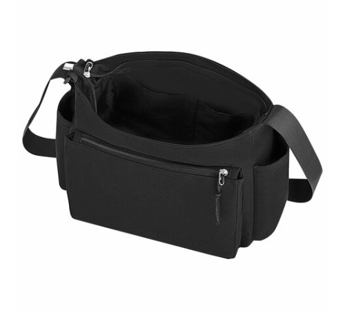 Сумка на плечо большая HEIKKI STREAM (ХЕЙКИ) два отделения, боковые карманы, А4, черная, 26х32х11 см, 272641