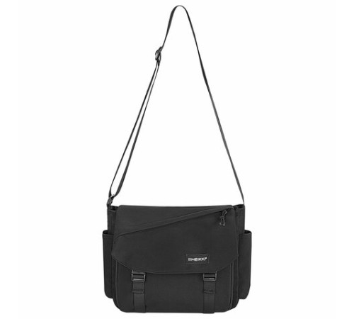 Сумка на плечо большая HEIKKI STREAM (ХЕЙКИ) два отделения, боковые карманы, А4, черная, 26х32х11 см, 272641