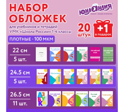 Обложки ПЭ для тетрадей и учебников, НАБОР 