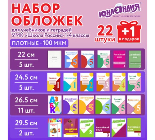 Обложки ПЭ для тетрадей и учебников, НАБОР 