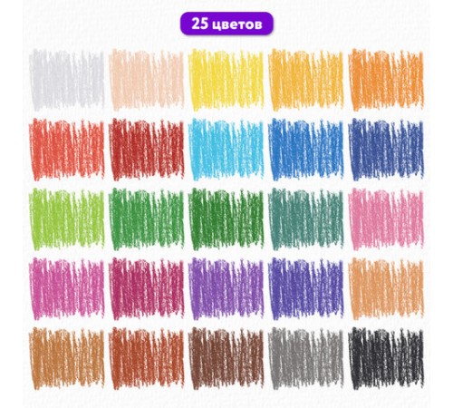 Пастель масляная восковые мелки утолщенные 25 цветов с точилкой и держателем, BRAUBERG PREMIUM, 272712