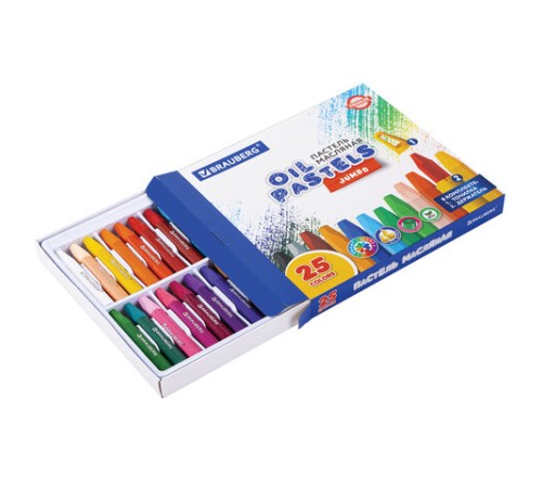 Пастель масляная восковые мелки утолщенные 25 цветов с точилкой и держателем, BRAUBERG PREMIUM, 272712