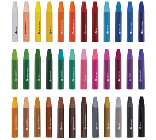 Пастель масляная восковые мелки утолщенные 36 цветов с точилкой, держателем и стеком, BRAUBERG PREMIUM, 272713