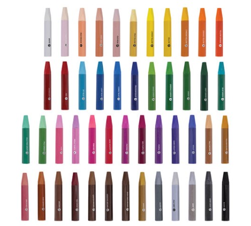 Пастель масляная восковые мелки утолщенные 48 цвета с точилкой, держателем и стеком, BRAUBERG PREMIUM, 272714