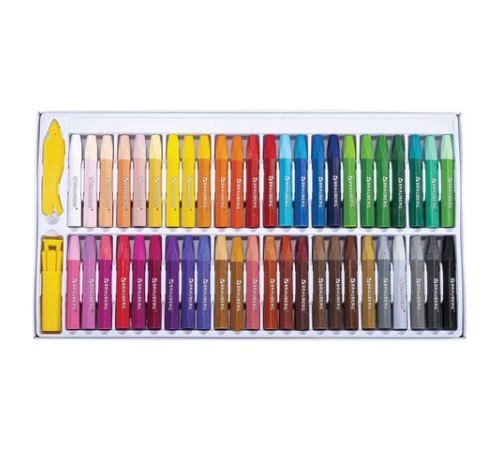 Пастель масляная восковые мелки утолщенные 48 цвета с точилкой, держателем и стеком, BRAUBERG PREMIUM, 272714