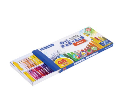 Пастель масляная восковые мелки утолщенные 48 цвета с точилкой, держателем и стеком, BRAUBERG PREMIUM, 272714