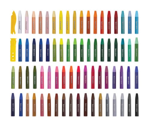 Пастель масляная восковые мелки утолщенные 72 цвета с точилкой, держателем и стеком, BRAUBERG PREMIUM, 272715