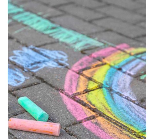 Мел для рисования на асфальте 10 штук, 5 цветов, цветной круглый, BRAUBERG KIDS, картонная упаковка, 272771