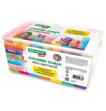 Мел в ведерке для рисования на асфальте 52 штуки, цветной круглый, BRAUBERG KIDS, 272774