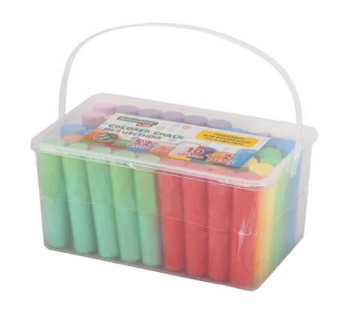 Мел в ведерке для рисования на асфальте 52 штуки, цветной круглый, BRAUBERG KIDS, 272774