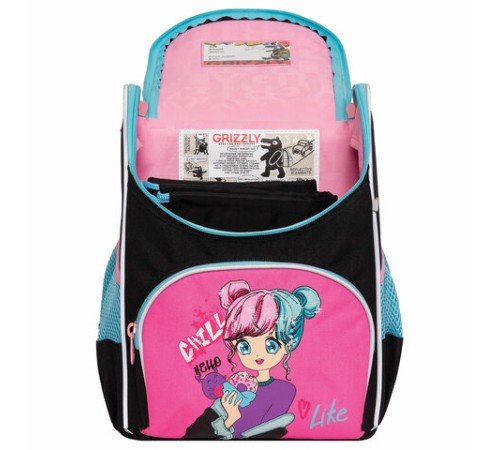 Ранец GRIZZLY анатомическая спинка, с мешком для обуви, для девочек, LIKE, 33х25х13 см, RAm-484-6/1