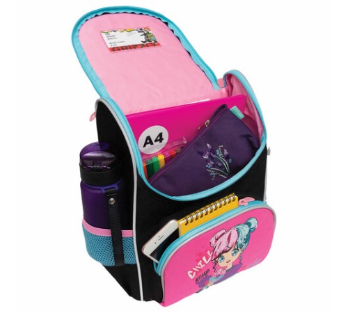 Ранец GRIZZLY анатомическая спинка, с мешком для обуви, для девочек, LIKE, 33х25х13 см, RAm-484-6/1