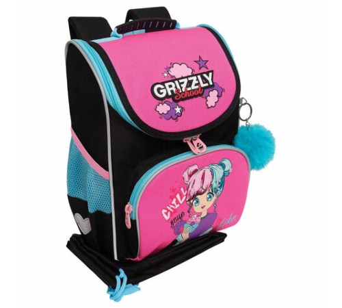 Ранец GRIZZLY анатомическая спинка, с мешком для обуви, для девочек, LIKE, 33х25х13 см, RAm-484-6/1