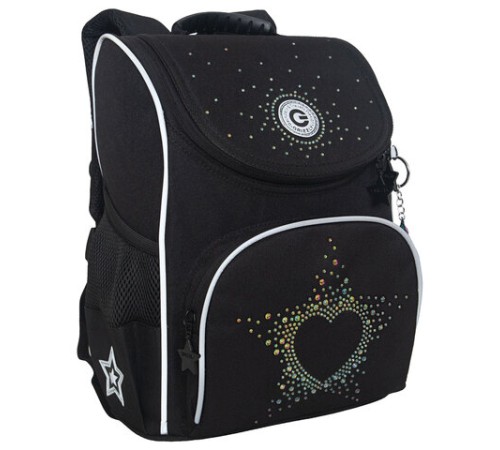 Ранец GRIZZLY анатомическая спинка, с мешком для обуви, для девочек, STARS, 33х25х13 см, RAm-484-7/1
