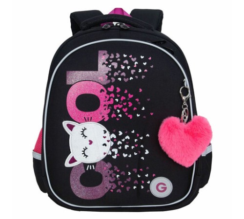 Ранец GRIZZLY анатомическая спинка, c брелоком, для девочек, COOL, 36х28х20 см, RAz-486-4/1